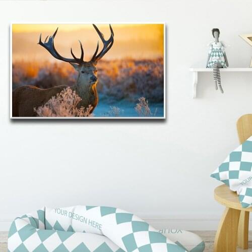 Dusk Forest Deer Animal Painting For Bedroom Wall Art Home Decor Picture Canvas Painting Calligraphy For Living Room Unstretched