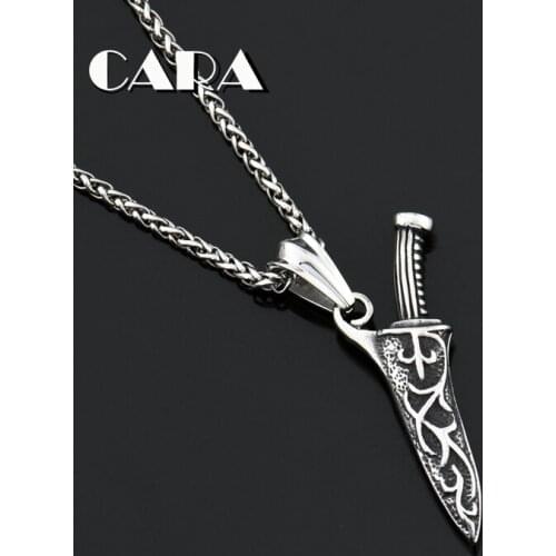 2019 New Vintage Dagger necklace charm mens 316L stainless steel dirk necklace pendant stylish hip hop necklace men CAGF0443