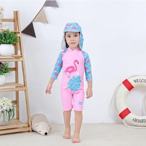 2021 New Summer Children Swimsuit Girls Swim Cap Cartoon Beach Kids Swimsuits For Girls One-Piece Swimwear