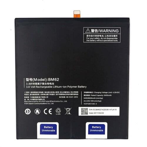 Original BM62 Built-in Battery for mi pad 3 pro support fast charge with 6400mAh capacity including battery adhesive