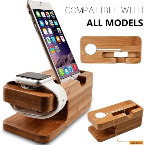 Wood watch box for apple watch stand phone stand for apple watch 4 charging table base bamboo stand for iwatch 42mm 38mm series