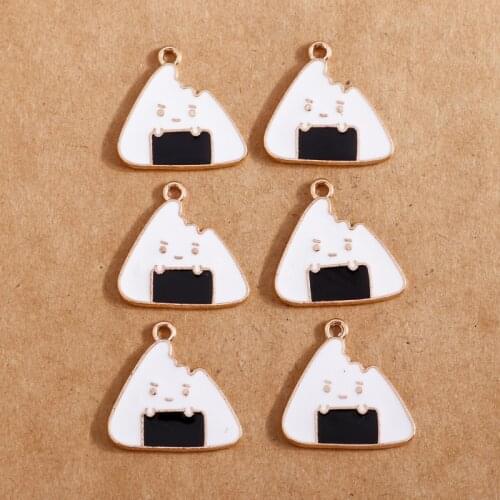 10pcs/lot 21*22mm Enamel Zongzi Foods Charms Cute Earring Pendant Necklace Bracelet Charms for Jewelry Making DIY Findings