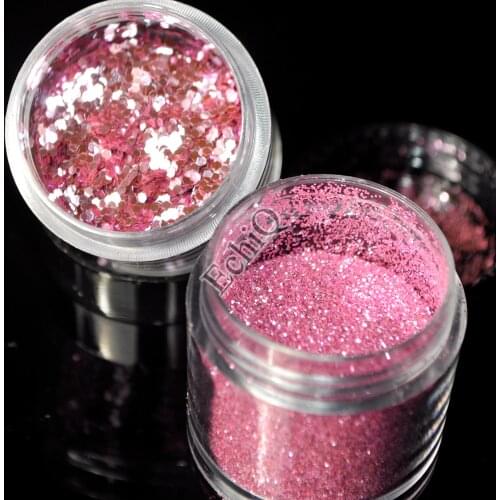 1 Bottle Bright Pink Nail Glitter Powder Small Shimmer Sequins Powder Nail Art Decoration Accessorries