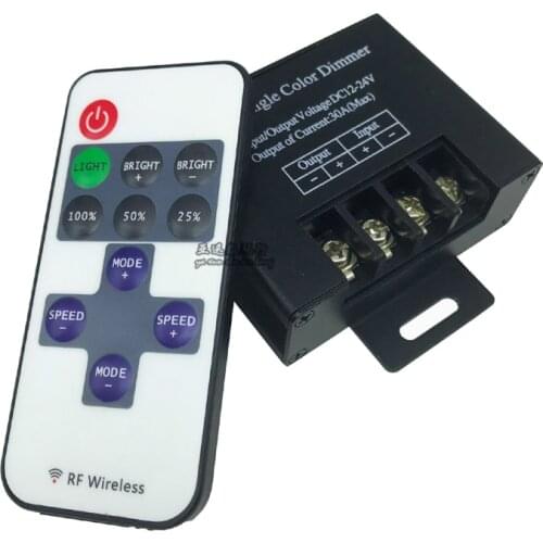 LED Light with Dimmer 11 Key 30A Monochrome Controller 12-24V Low Voltage High Power Flashing Gradient Breathing