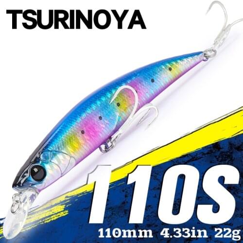 TSURINOYA 110S Sinking Fishing Hard Lures 110mm 22g DW77 Jerkbait Wobbler Bait Large Trout Pike Seabass Saltwater Crankbait