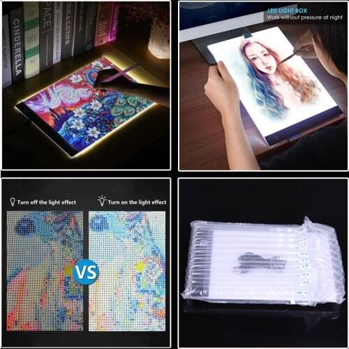 Three Level Dimmable Led Light Pad Tablet A4/A3 Size Eye Protection Easy for 5D Diamond Painting Embroidery Tools Accessories