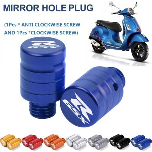 2pcs Motorcycle CNC aluminum M10x1.25 Mirror Hole Plugs Screws For Suzuki Gsxr 600 GSX-r 750 GSXR1000 GSX R 750 1000 600