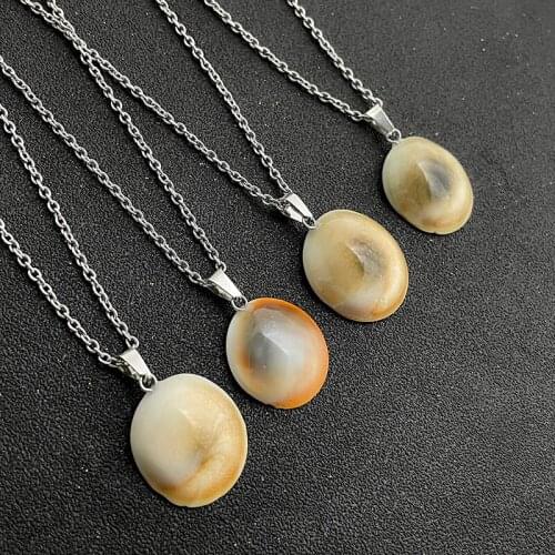 Magic Shell Stone Pendant Necklaces for Women Stainless Steel Chains Healing Natural Stone Yoga Jewelry New Necklace 2021 Hot