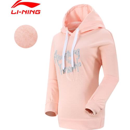 Li-Ning Women The Trend Hoodies Loose Fit 62% Cotton 38% Polyester Warm Fleece LiNing Sports Hoodie AWDN862 COND18