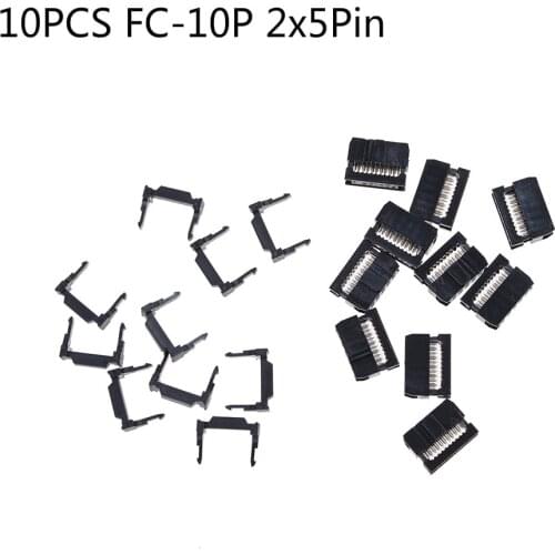 New 10PCS FC-10P 2x5Pin Dual Row Pitch 2.54mm IDC Socket Connector Female Header 10-pin cable socket Promotion Price