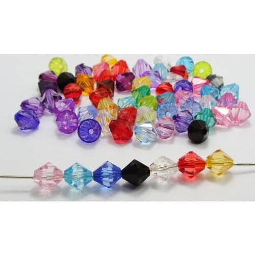 100 Transparent Acrylic Faceted Bicone Beads 10mm Spacer Finding Pick your color
