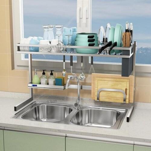 304 stainless steel sink drain bowl rack kitchen racks sink drying rack tableware storage box storage rack