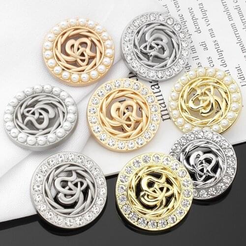 5Pcs/lot 18-25mm Golden silver round metal pearl buttons woolen coat coat suit clothes decorative buttons C135