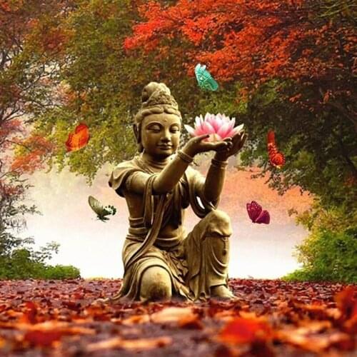 5D DIY Diamond Painting Religion Buddha Flower Cross Stitch Full Square Drill Diamond Painting kit Sticker Home Decoration Gift