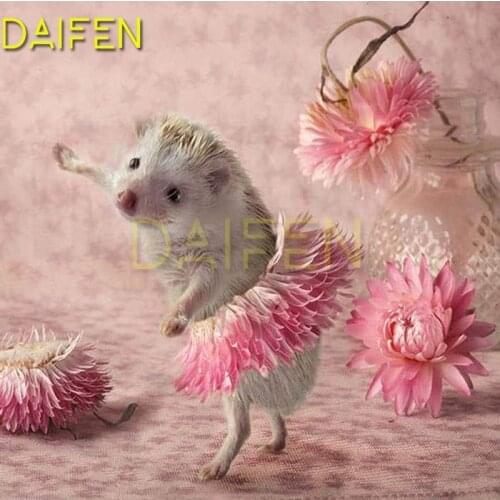 Full Square Diamond painting Hedgehog hamster DIY3D Diamond mosaic skirt Full Round Diamond embroidery Cross stitch Flower dance