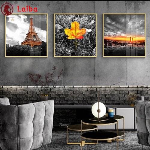 Diamond painting new Eiffel Tower 5d diamond embroidery sunset couple cross stitch full square round DIY home decor 3 pcs gift