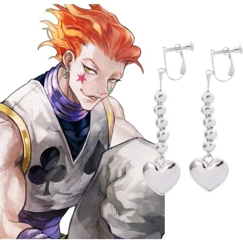 Anime Series Earrings HUNTER x HUNTER Hisoka Cosplay Silver color Heart Cosplay Costume Prop Drop Earrings Jewelry Gifts