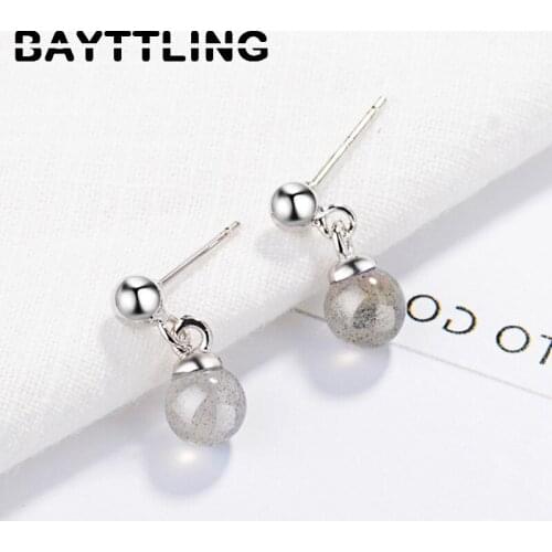 BAYTTLING 925 Sterling Silver Elegant Luxury Moonstone Couple Drop Earrings For Lady Fashion Wedding Jewelry Gift