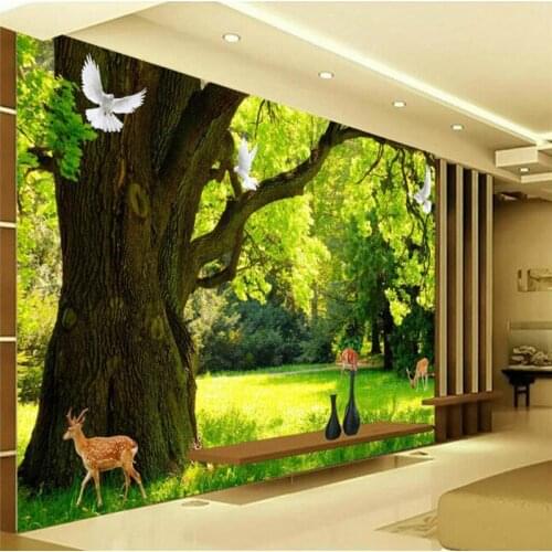 Beibehang Large wallpaper mural photo custom any size HD modern minimalist woods landscape 3D TV background wall wallpaper