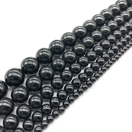 AAA+New Black Onyx Agat DIY Handmade Natural Stone Beads For Jewelry Making Round Shape 4 /6/8/10/12/14mm Strand 15