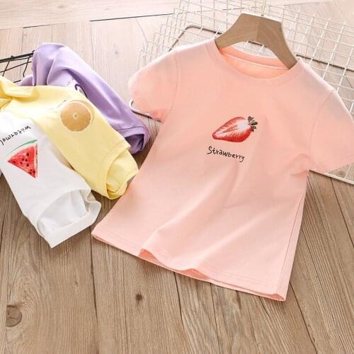 Children Girls T-shirt Kids Baby Clothes Wear Summer Boys T-shirt Short Sleeve Bottoming Tops Cotton Half Sleeve Fruit Printing