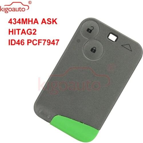 Kigoauto 2 Button Remote Card With PCF7947 Chip 433MHZ For Renault Laguna Card uncut Blade