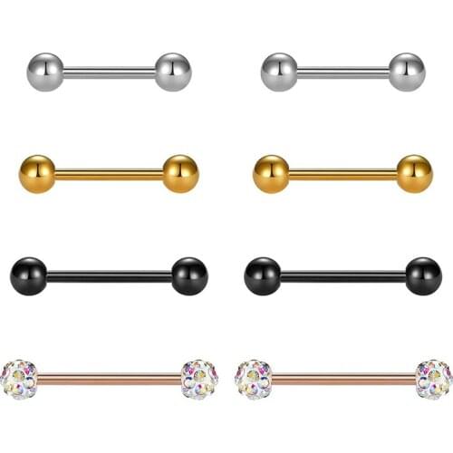 Nipple Rings Tongue Rings Stainless Steel Straight 14G Barbells Piercing Jewelry 12mm,14mm,16mm,18mm