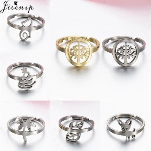 Fashion Women Stainless Steel Finger Rings Retro Tree Of Life Open Ring Minimalist Design Chihuahua Dog Party Ring Wholesale