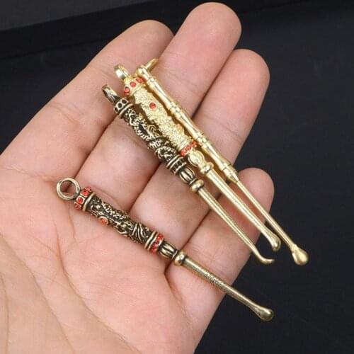 Creative Vintage Brass Dragon Monkey Shape Ear Spoons Portable Retro Ear Cleaning Tool Ear Pick Ear Wax Removal Curette Cleaner