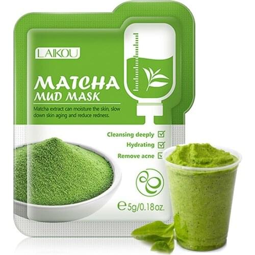 5PCS Matcha Mask Mud Soothing Brighten Hydrating Increases Elasticity Oil Control Prevents Aging Deeply Cleaning Face Care