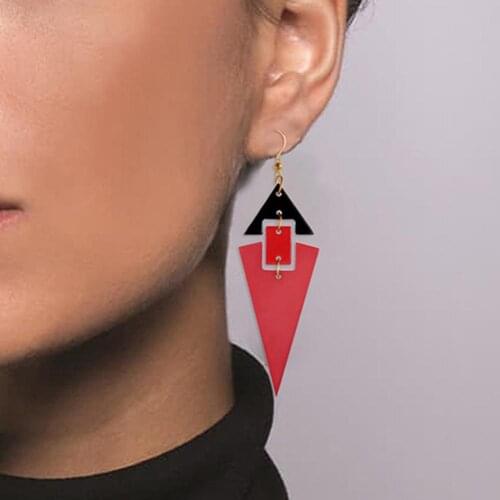 Fashion Women Triangular Long Pendant Earrings Party Statement Jewelry Gift Pendant Earrings Party Statement Jewelry Gift Pendan