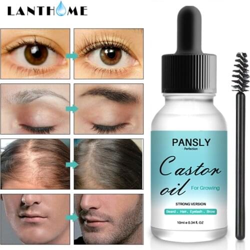 LANTHOME Organic Castor Oil Natural Hair Beard Growth Serum Hair Care Anti Hair Loss Products Grow Hair Beard Eyelashes Eyebrow
