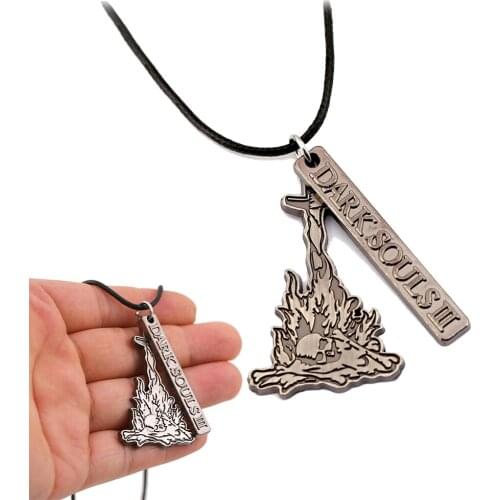 Dark Souls III 3 Bonfire Necklace Metal Logo Pendant PS4 Game Jewelry On Neck Chain Choker For Men Women Cosplay Accessories