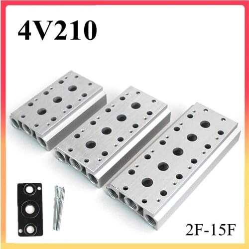 4V210 200M Pneumatic Solenoid Valves Air Exhaust Manifold Valve Plate Base Manifold With Accessories