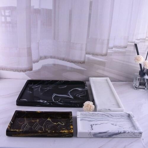 Luxury Resin Tray Imitation Marble Tray Bathroom Organizer Food Jewelry Storage Tray Decorative Tray Perfume Tray Trinket Tray