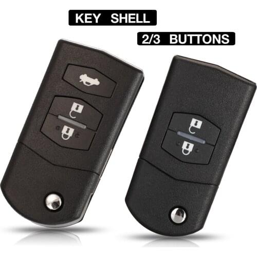 Kutery 2/3 BTN Smart Remote Car Key Shell Case Flip Folding With Uncut Blade And Battery Holder For Mazda 2 3 5 6 RX8 MX5 M6 CX5