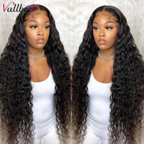 Vallbest Hair Deep Wave Frontal Wig 13x4 Human Lace Front Wig Wet And Wavy Deep Curly 30 Inch Lace Front Human Hair Wigs