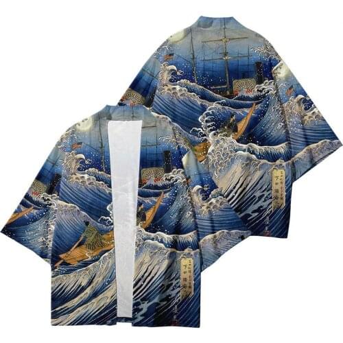 S-6XL Printed Loose Japanese Streetwear Cardigan Women Men Harajuku Haori Kimono Cosplay Top Shirts Yukata Casual Coat