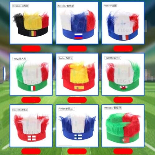 10PCS/LOT Euro 2020 football fans wig EUROPEAN CHAMPIONSHIP soccer fan cheerleading party wig European Cup Eurocup