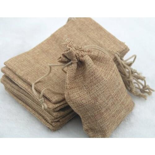 100pcs 9.3x13.5cm Camel Hemp/Hessian Bags, Jewelry Pouches, Wedding Favors, Jewelry Packing, Gift Bags--HB091309