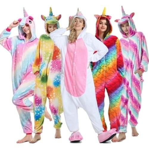 Winter Kigurumi Suits For Adults Womens Pajamas Set Kigurumi Animal Pajamas Unicorn Kid Men Sleepwear Stich Panda Pink Panther
