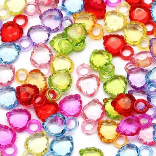 30pcs 16x10mm Color Transparent Love Maple Leaf Acrylic Pendants Loose Spacer Beads For Jewelry Making DIY Handmade Bracelet