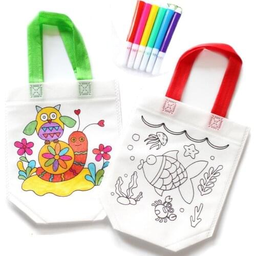 5Pcs Kids DIY Drawing Craft Color Bag with Safe Watercolor pen Children Learning Educational Drawing Toys Set for Boy Girl Gifts