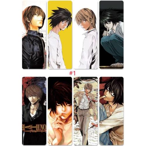 8pcs/set Anime PVC Bookmarks Printed with Death Note L.Lawliet YagamiLight Ryuuku