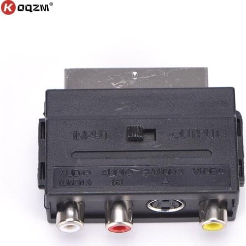 21 Pins SCART Male Plug To 3 RCA Female AV TV Audio Video Adaptor Converter