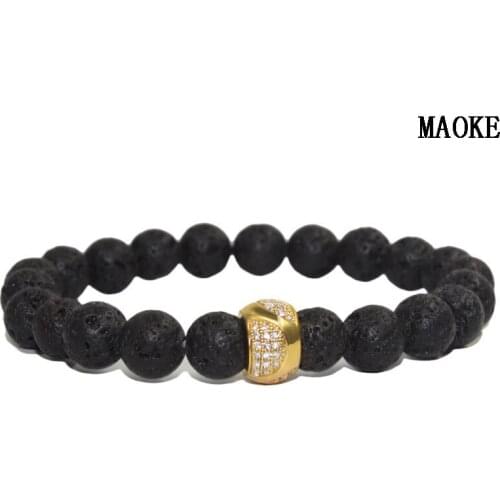 Promotions New Inlaid Zircon Bracelet Natural Volcanic Beads Handmade Beaded Bracelet Fashion Jewelry for Womens Fashion Gifts