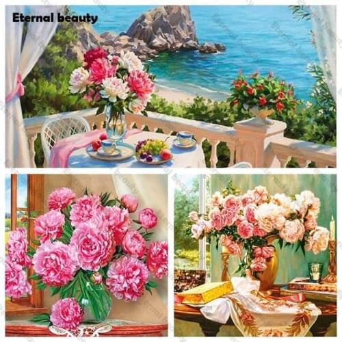 Diamond Painting Flowers Retro Decor Full Drill Vintage Picture Embroidery Mosaic Cross Stitch for Bedroom Home Art Decoration