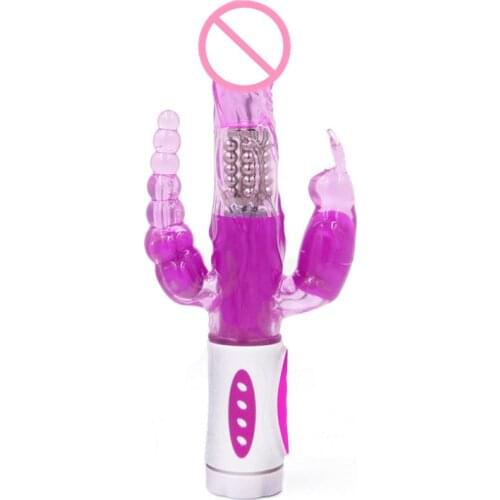 Dingye Triple Pleasure Vibrations Rotations Anal Sex Rabbit Vibrators for Women Female Masturbator Adult Erotic Sex Toys