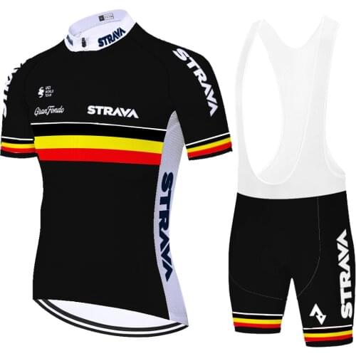 Belgium Strava cycling jersey 2021 pro team​ 20D gel pad quick dry mens cycling outfit ​Summer biker shorts set
