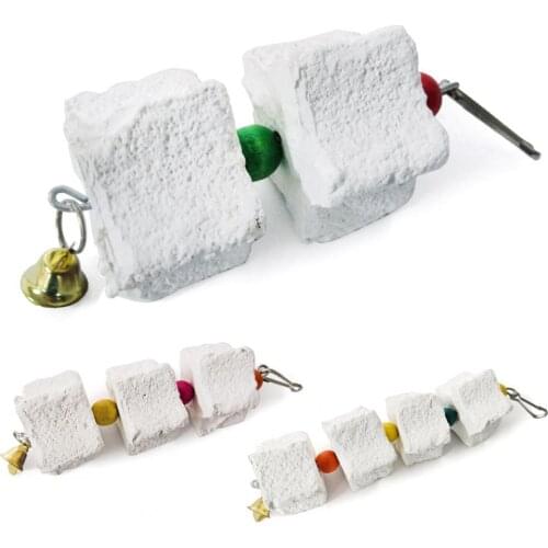 Pet Hamster Rabbit Chinchilla Parrot Teeth Grinding Stone Hanging Chewing Toy Rugged And Durable Pendant White Metal Grindstone